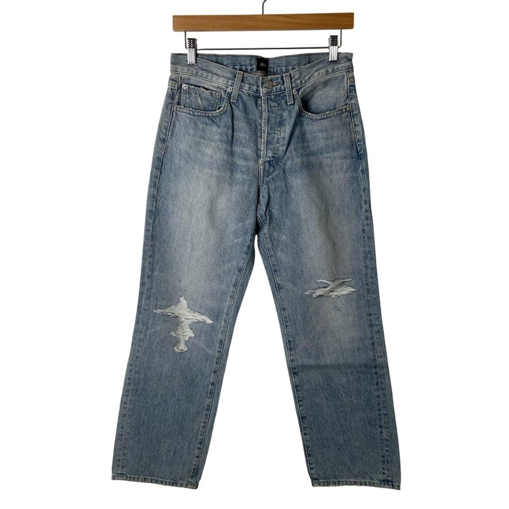 Edwin Jeans Womens 27 Light Wash Kali Ankle Mission‎ Distressed Button Fly USA